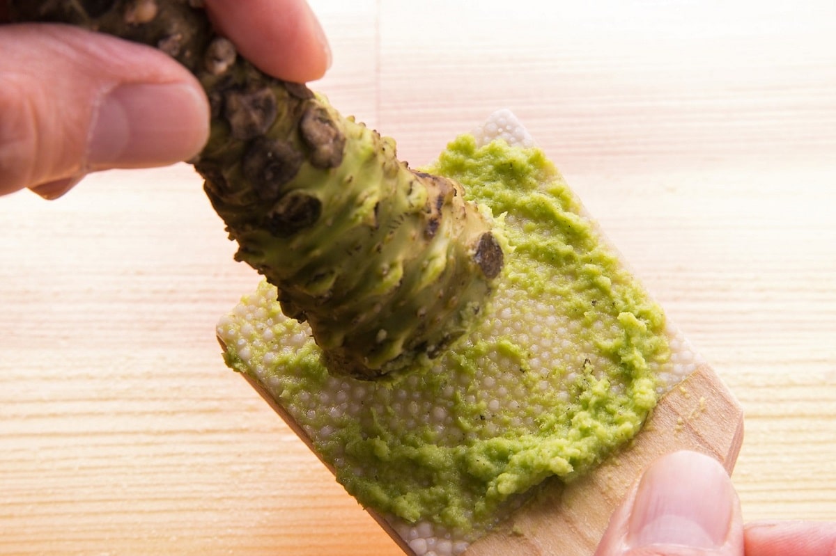 Pasta de wasabi hecha con el tubérculo fresco, con propiedades medicinales muy beneficiosas